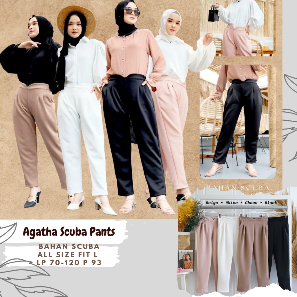 Agatha Scuba Pants/Celana Panjang Lp 70-120/Celana Scuba/Scuba Pants/Celana Kerja Scuba