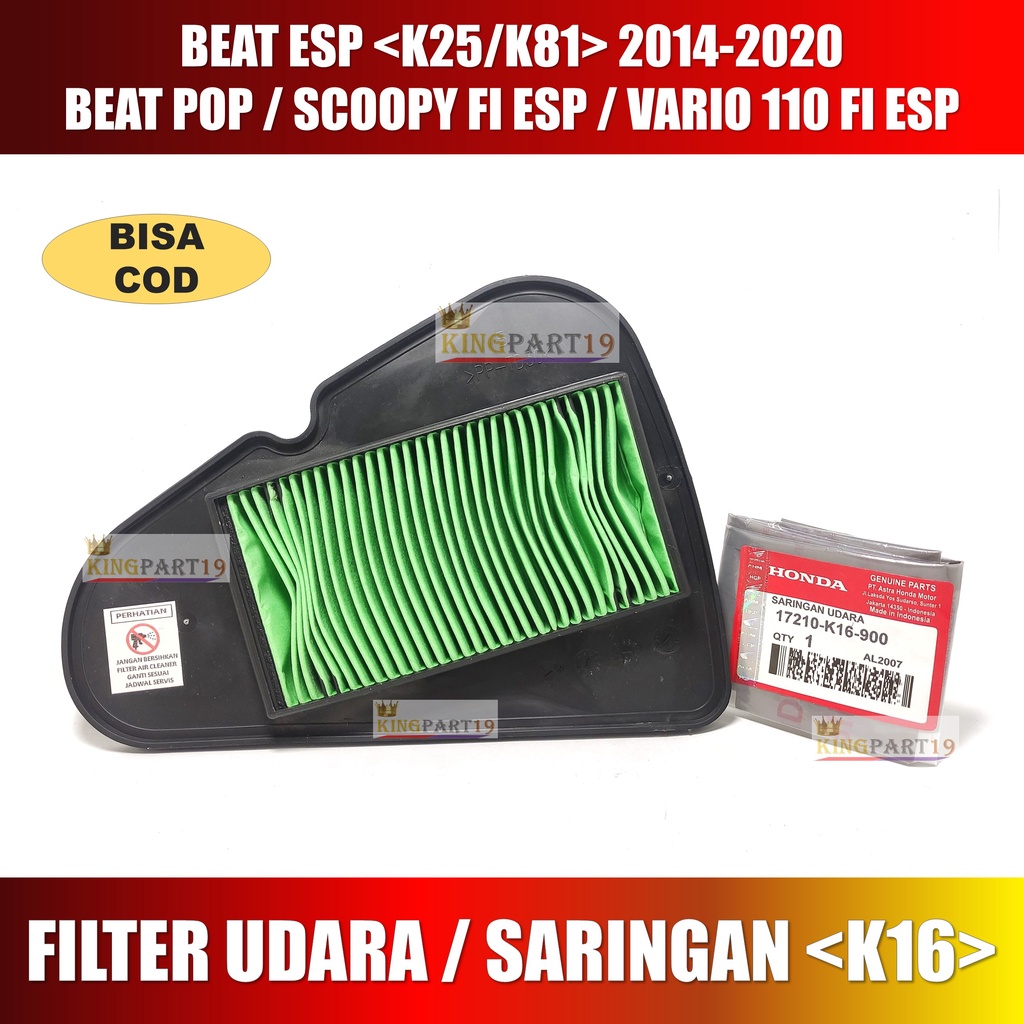 FILTER UDARA SARINGAN HAWA BEAT ESP SCOOPY ESP VARIO 110 LED ESP FILTER UDARA K16