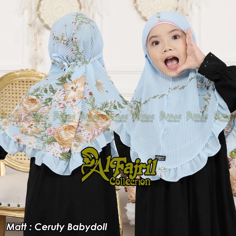 BERGO REMPEL ANAK BUNGA ALFAJRIL / BERGO ANAK / JILBAB ANAK / BERGO PLISKET ANAK / JILBAB INSTAN ANA