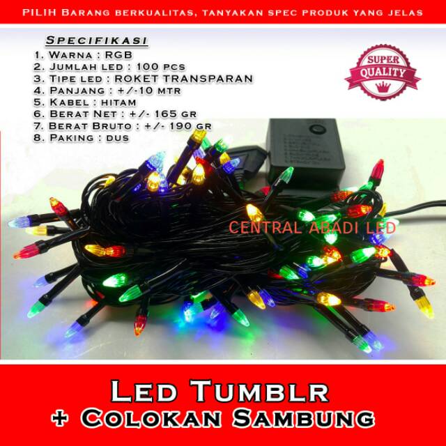 Lampu Hias Natal RGB kabel hitam+colokan female
