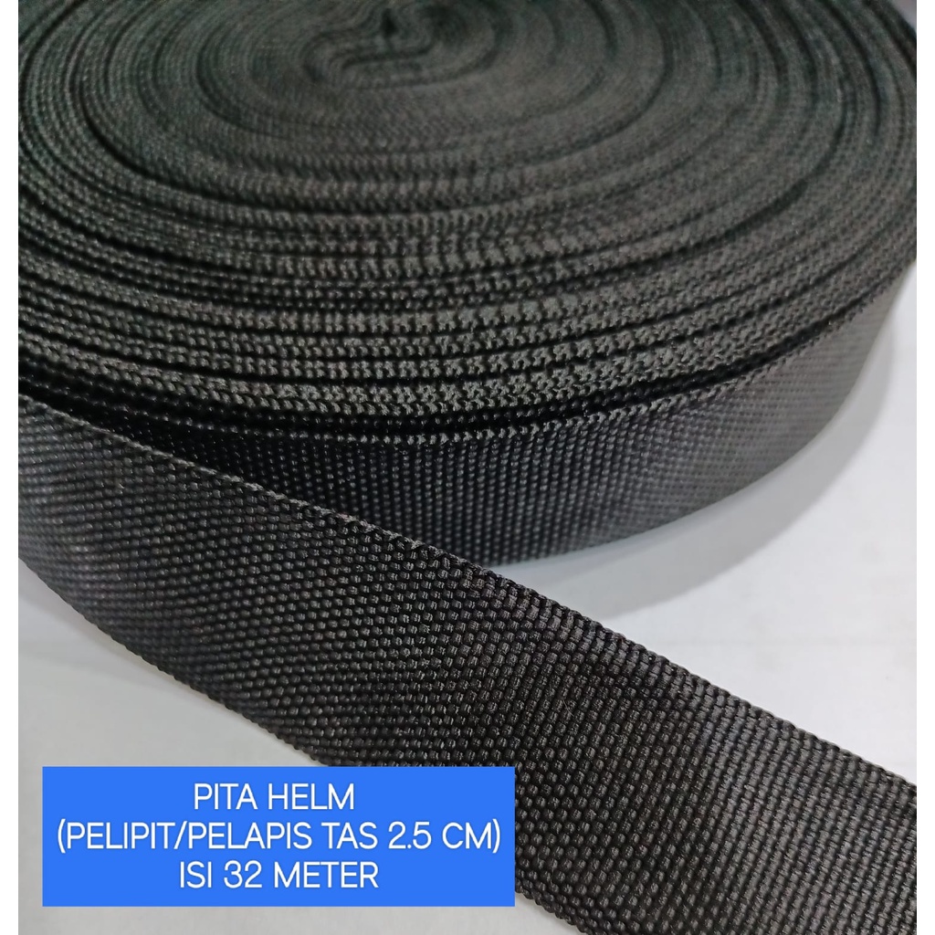 

Tali Webbing/ Pelipit tas - 2.5 CM Nylon isi 32 M(HANYA HITAM)