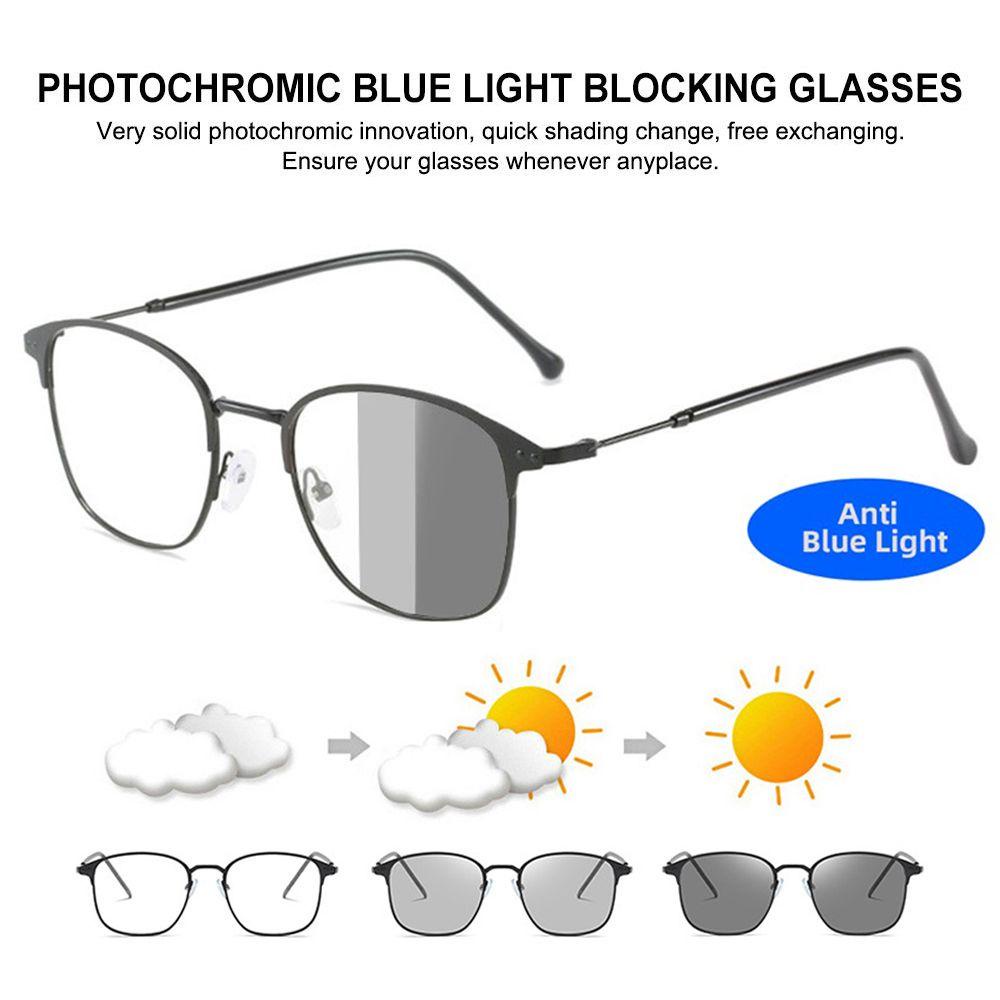 Kacamata Photochromic Anti Blue Light Gaya Retro Untuk Pria Dan Wanita