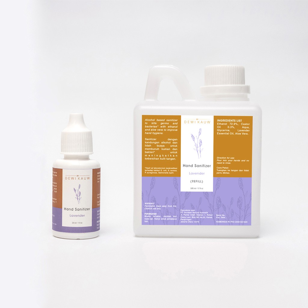 

Lavender Set Hand Sanitizer by Dewi Kauw (30ml and 500ml)