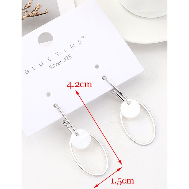 LRC Anting Tusuk Fashion Platinum Acrylic Circle Cutout Earrings Y63101