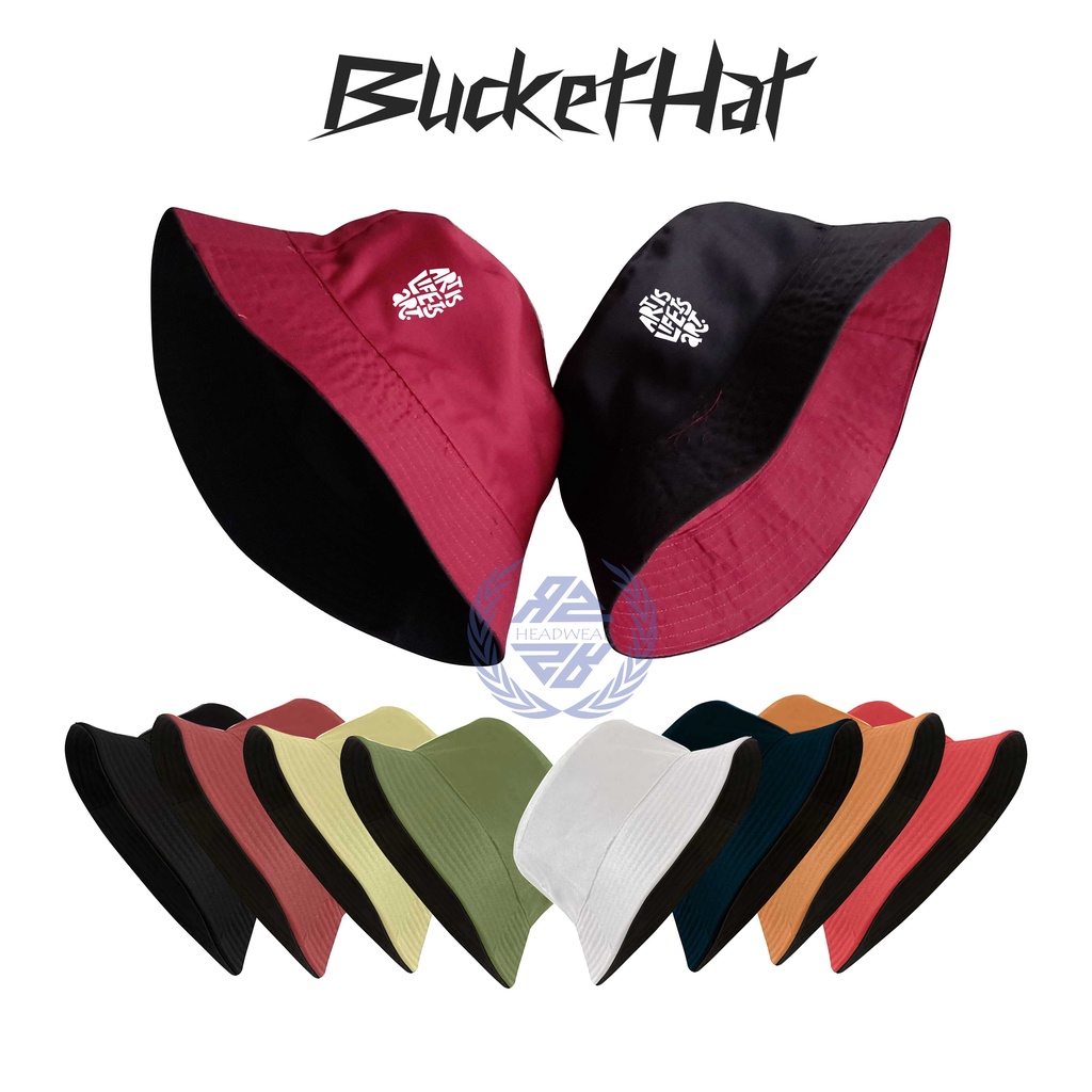 Topi Bucket Hat Logo Art Is LifeTopi Bucket Bolak-balik Pria Outdor Topi Bucket Distro Topi Ember Wanita Pria