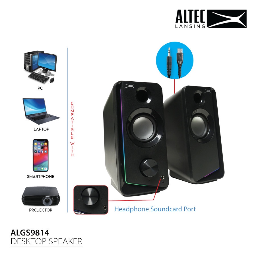 Speaker 2.0 RGB Altec Lansing ALGS9814 - Speaker Komputer ALGS-9814