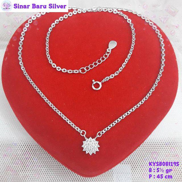 Sinarbaru Kalung liontin silver 925 matahari/bulan perhiasan kalung perak