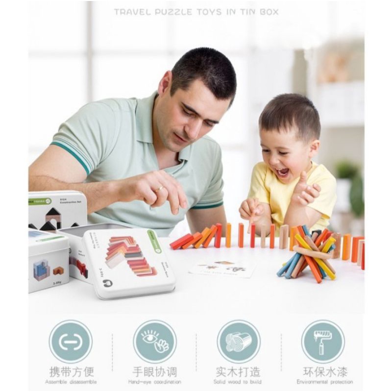 Mainan edukasi shape puzzle tin box, Educational travel toys