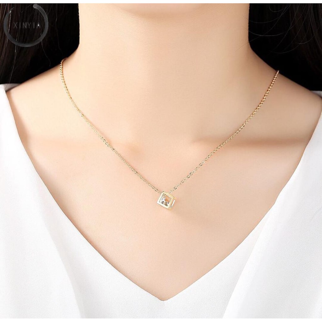 ( Fy ) COD Kalung Alloy Anti Karat Crystal Berlian Fashion Model cantik kalung import real pic B1