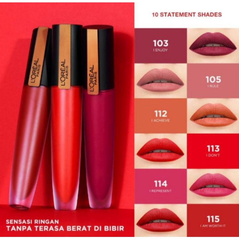 LOREAL Rouge Signature Liquid Lipcream (Original 100%) || Garansi uang kembali jika tidak ori