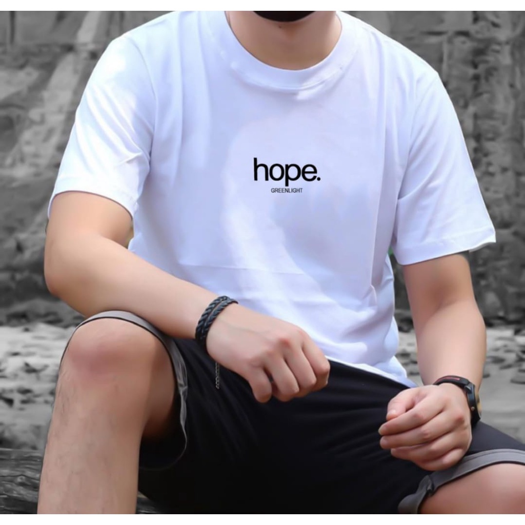 Baju Kaos Hope Greenlight T-Shirt Distro Keren Terbaru Terlaris Bahan Katun Combed 30s