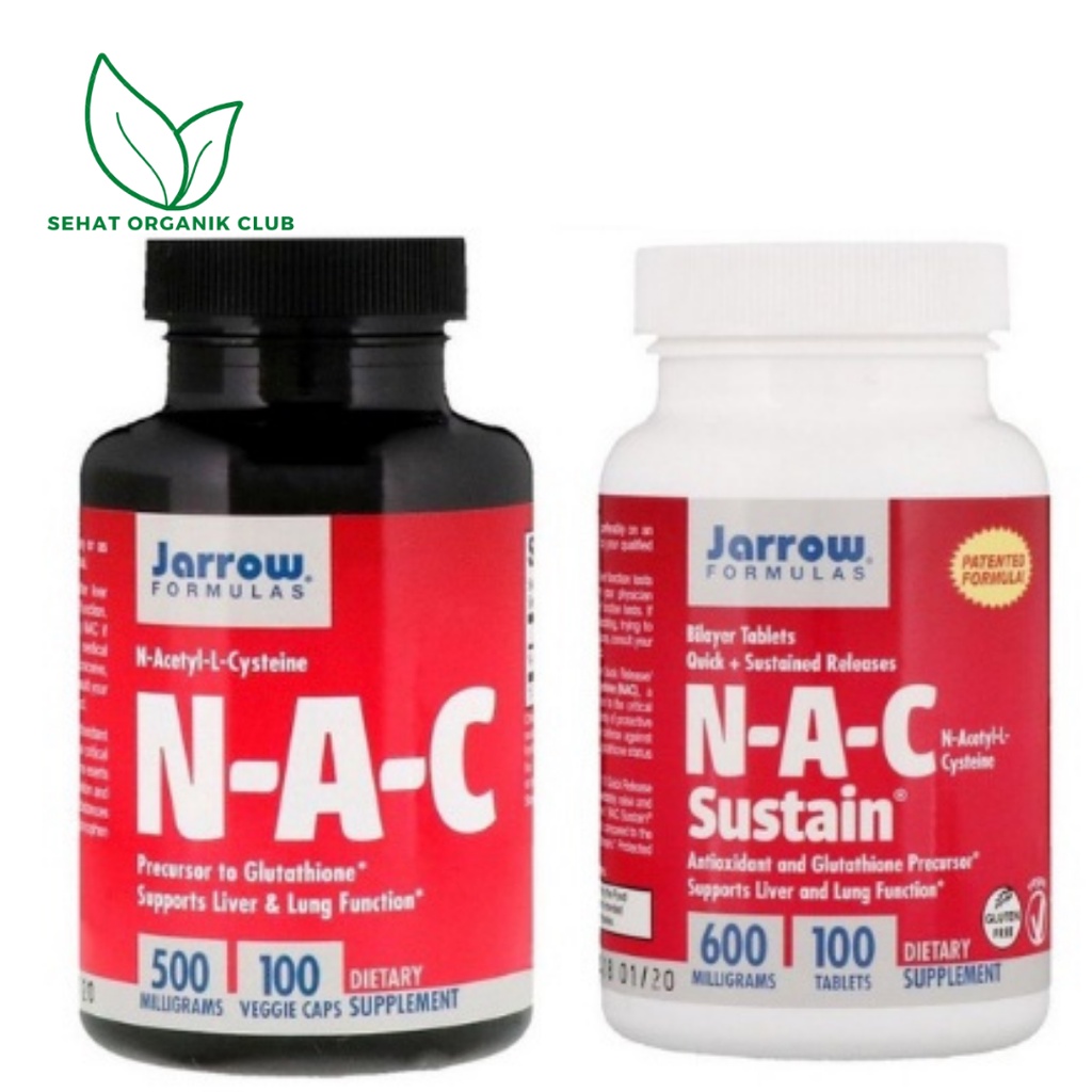 Jarrow Formulas NAC N-A-C N-Acetyl-L-Cysteine 500 mg 100 Caps ; NAC 600 mg 100 Caps