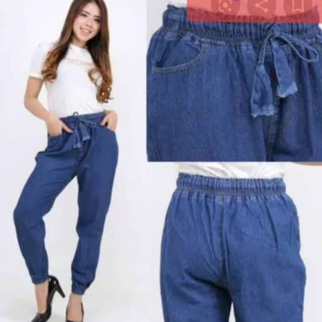 Celana Jogger Pants Wanita Hijab Style Navy Biru Tua Fit To XXL Terbaru Terlaris Termurah