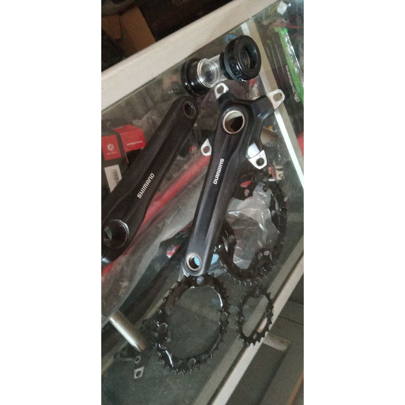crank shimano ht2 mt300 komplit bb dan chainring bcd104