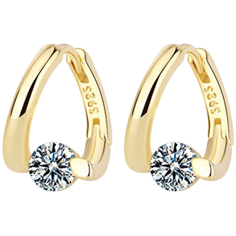 Anting Tusuk Sterling Silver 925 Hias Kristal Zircon Simple Kualitas Tinggi Untuk Wanita