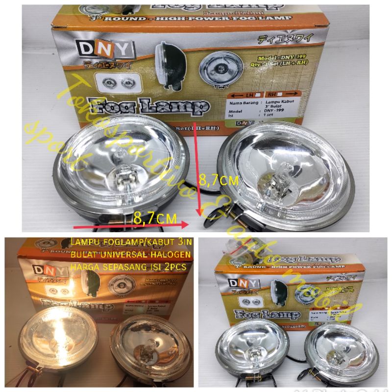 Lampu foglamp Lampu kabut bumper halogen mobil 3&quot; universal 1set isi 2pcs