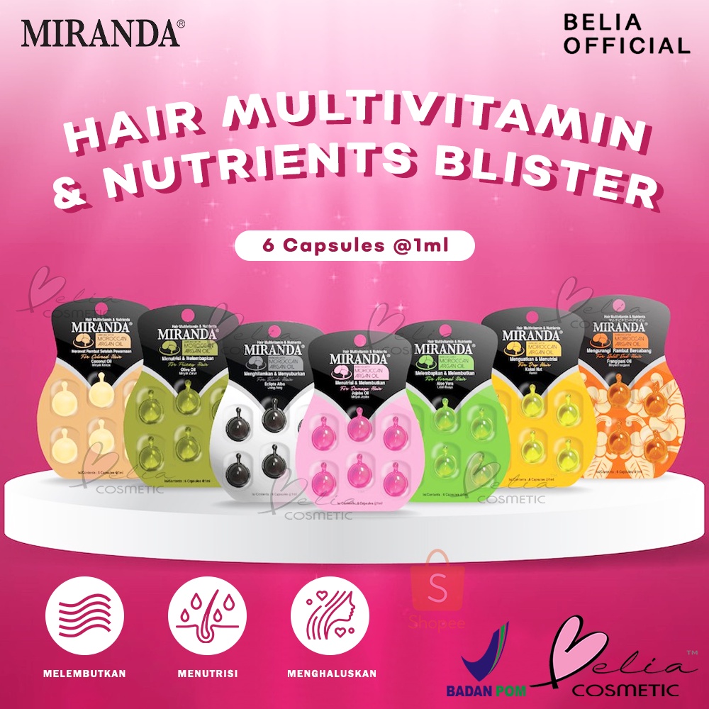 ❤ BELIA ❤ MIRANDA Hair Multivitamin & Nutriens 6 capsule @1ml | Hair Vitamin Blister | Vitamin Rambut BPOM
