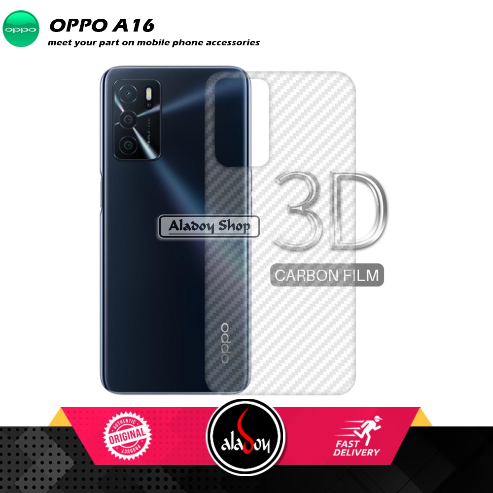 PAKET 3 IN 1 Tempered Glass Layar Oppo A16 Free Tempered Glass Camera dan Skin Carbon