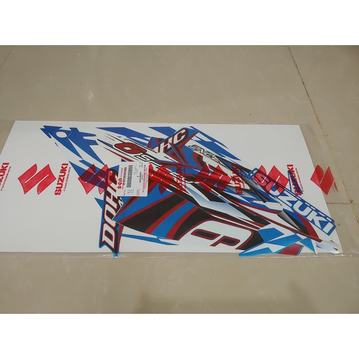 Striker motor suzuki ORI/ Striping Satria Fu 2012 Putih Biru Original SGP