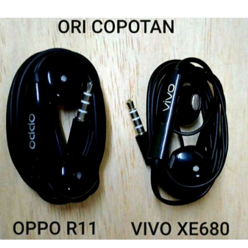 HEADSET OPPO&amp;VIVO ORI COPOTAN HEADSFREE EARPHONE ORI BLACK