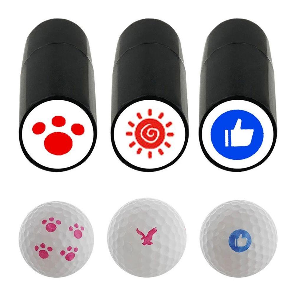 Lanfy Golf Ball Stamper Alat Bantu Latihan Golfer Hadiah Berbagai Pola Tahan Lama Segel Kesan Plastik Multiwarna