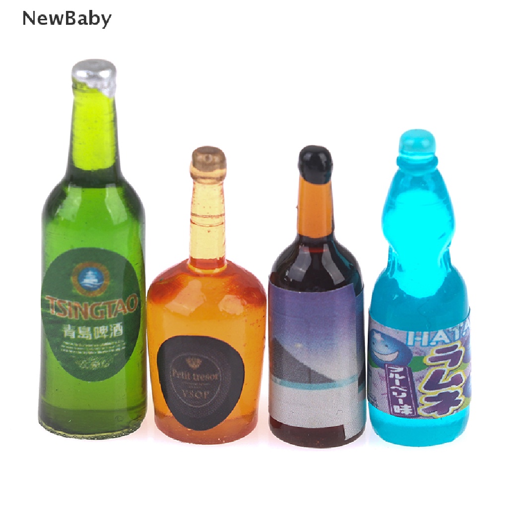 Newbaby 20Pcs / Set Mainan Miniatur Botol Minuman Skala 1: 12 1: 6 Untuk Aksesoris Dapur Rumah Boneka