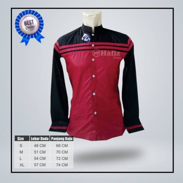 Baju Koko Motif Garis Merah