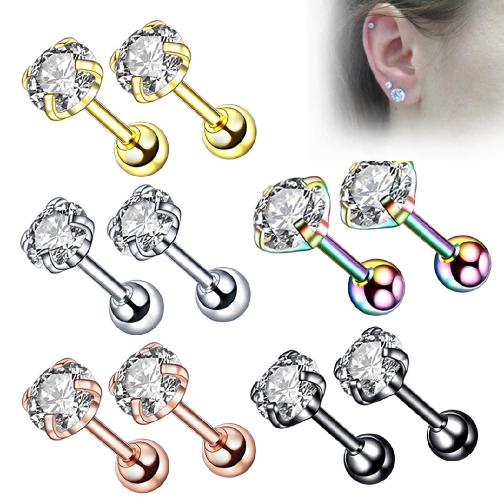 1 pc Simple Fashion Piercing Earrings Exquisite Zircon Hoop Earrings