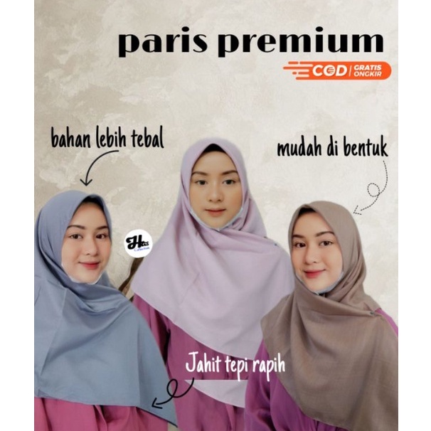 JILBAB sekolah / KERUDUNG Paris Premium// Jahit tepi ANTI LETOY SEGI EMPAT