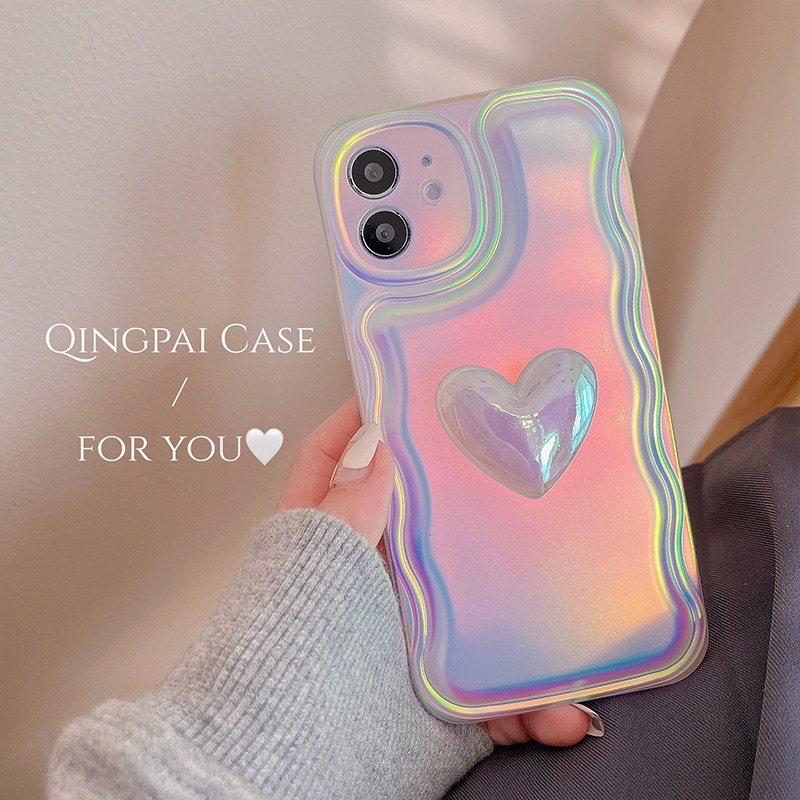 Hologram Heart Softcase Case HP Lucu for iphone XS Max XR 11 Pro Max 12 Pro Max 13 Pro Max