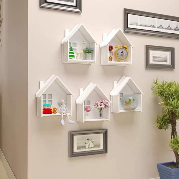 Rak Dekorasi Hiasan Pajangan Dinding Ruang Tamu Kamar Tidur Dapur Minimalis Serbaguna Putih