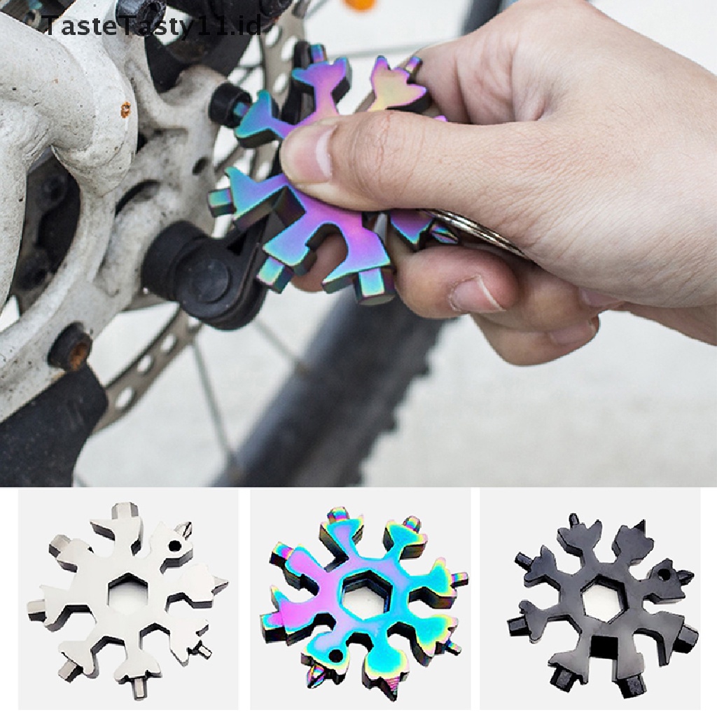 18 In 1 Kunci Pas Hex Mini Bentuk Snowflake Multi Saku Dengan Gantungan Kunci Untuk Outdoor