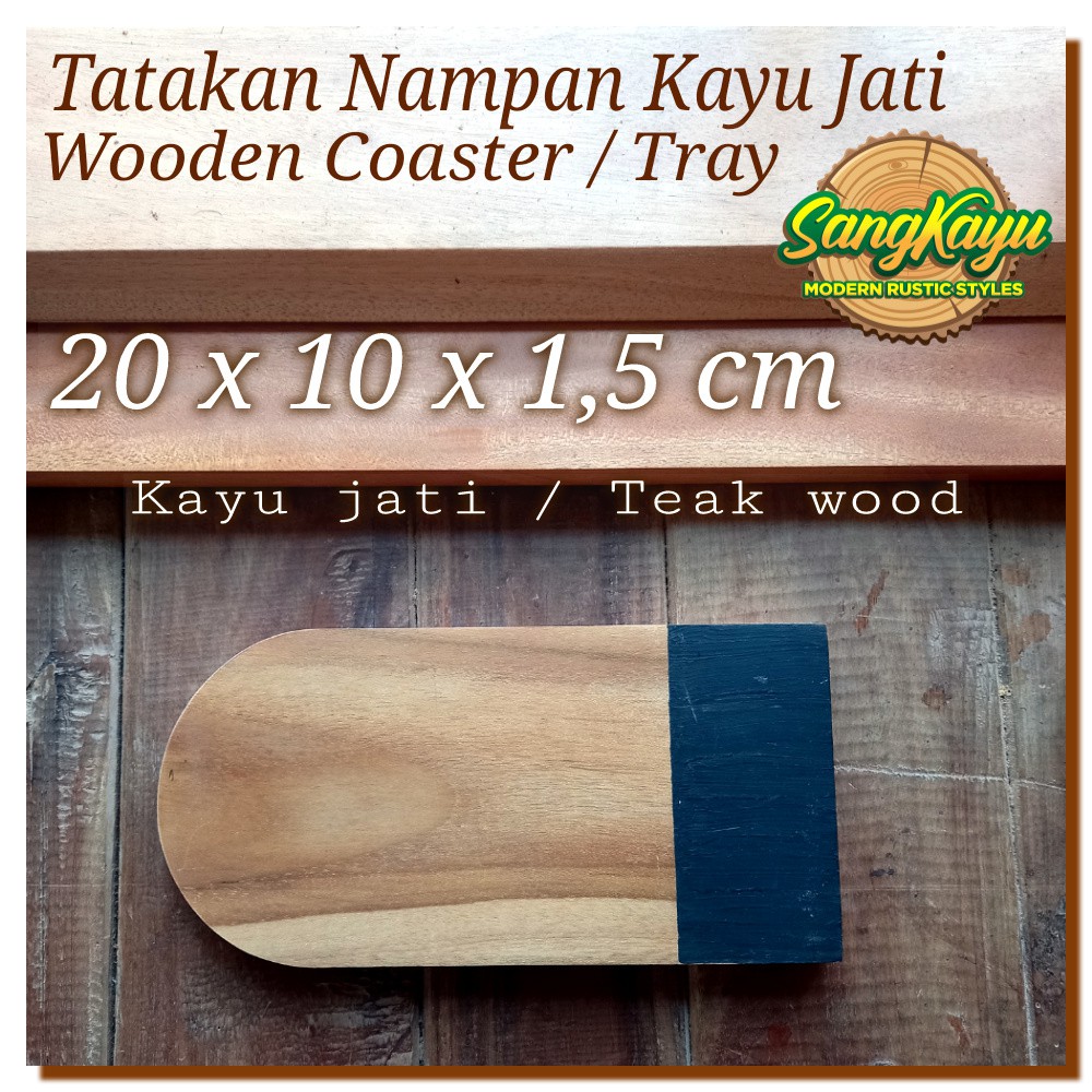 Wooden Coaster +chalk board 20x10cm tatakan cangkir kopi nampan kayu 3