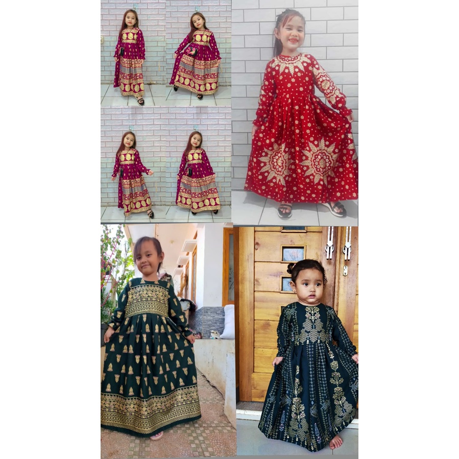 GAMIS ANAK GAMIS KATUN PRADA TINTA EMAS GAMIS PRADA ANAK PEREMPUAN 1- 12 tahun gamis anak prada indi