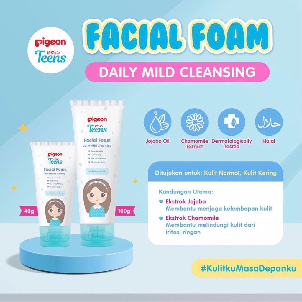 PIGEON Teens Facial Foam | Sabun Muka Pembersih Wajah Face Wash 40ml 100ml