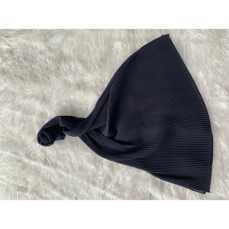 pasmina plisket/shawl plisket/pleated plisket-Full tnp garis hitam