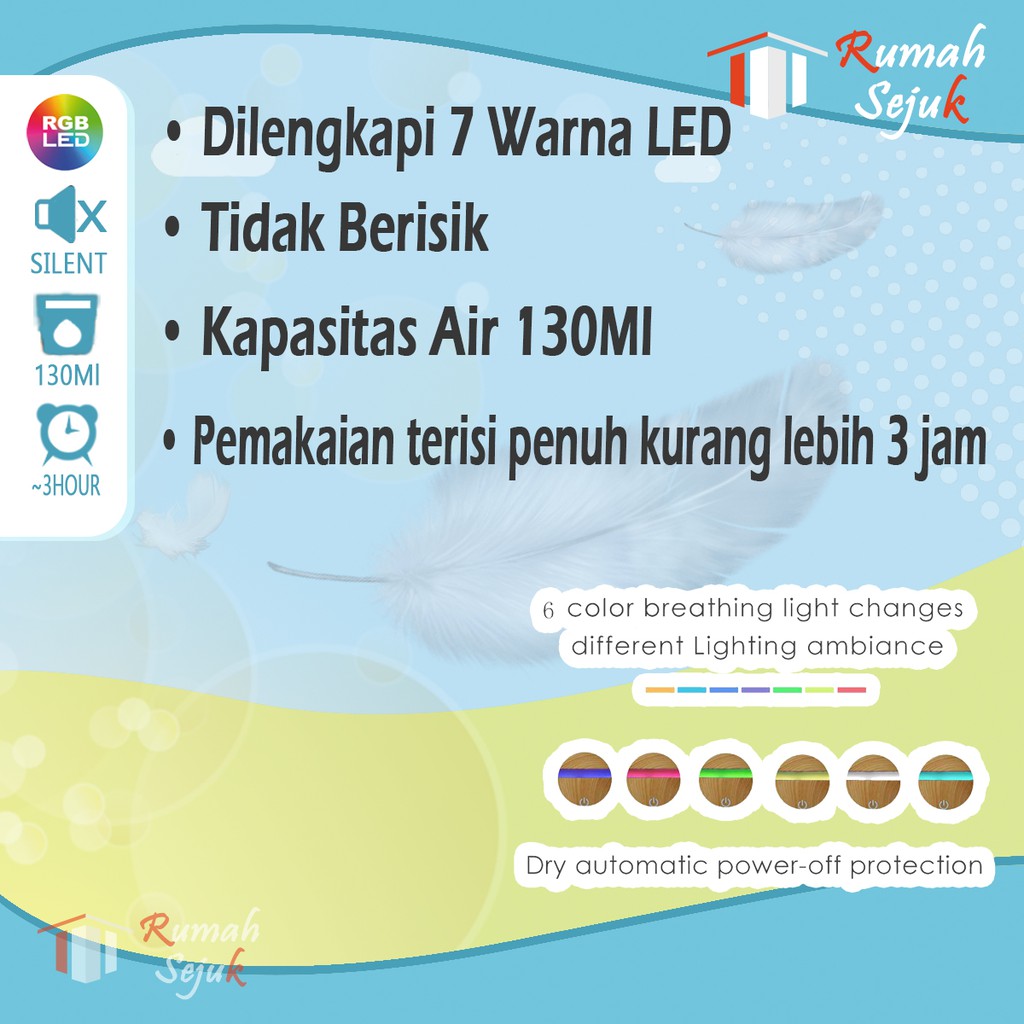 RS - Air Humidifier Diffuser Aromaterapi Alat Pengharum Ruangan Difuser Disfuser Unik Lucu RS-H2 Humdifier Purifier Difusser Defuser Humidifer Humadifier Humudifier Dispuser Humifider Portable Mobil Car Uap Hiasan Kamar Lampu LED Free Gratis Oil