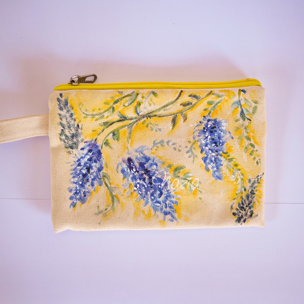 

Pouch Lukis Blue Wisteria Nazia Fabric Painting