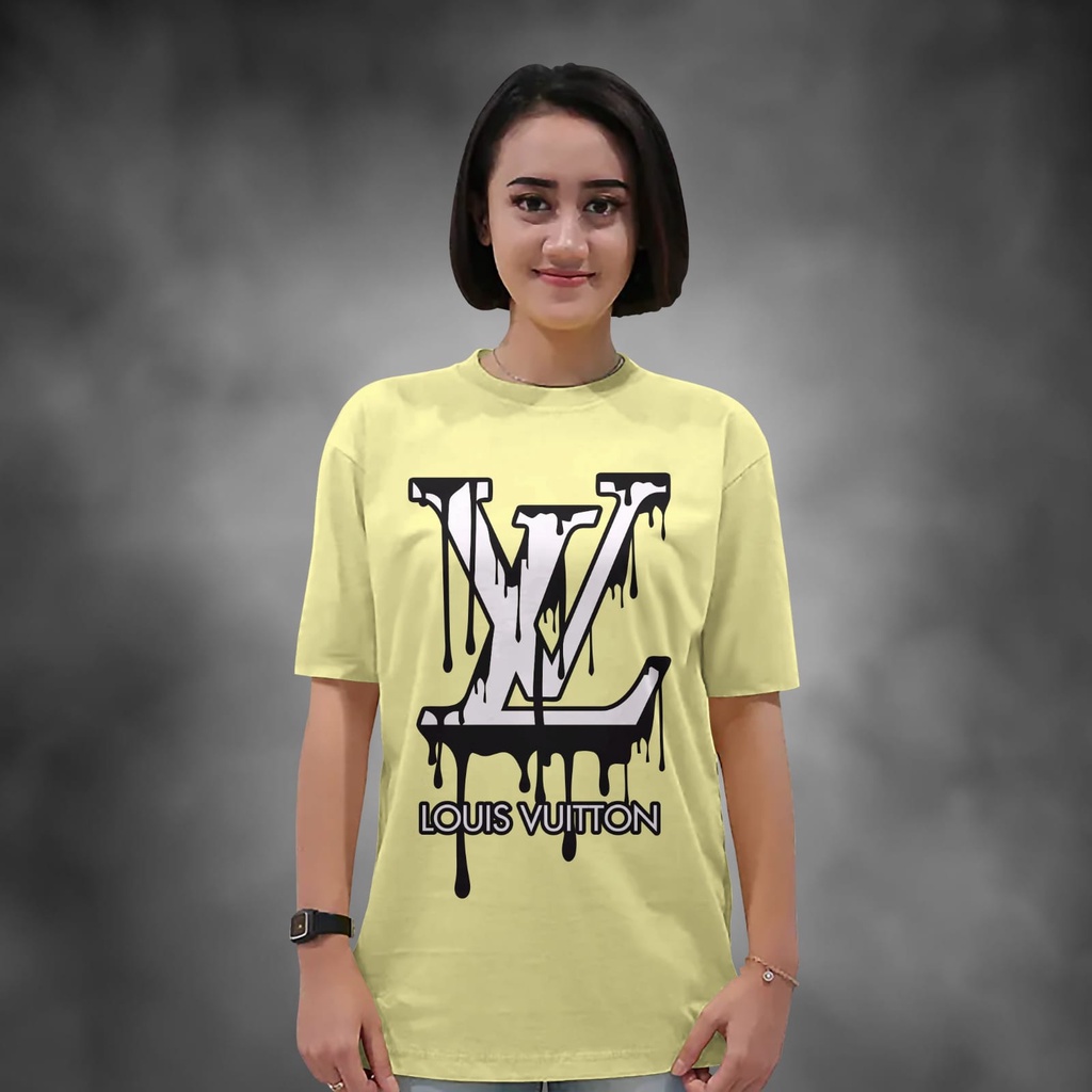 Kaos Wanita Lengan Pendek Lv Warna Kuning Atasan