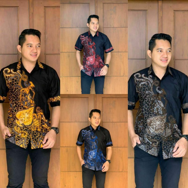 Risna Batik HRB026 Kenongo Hem Kemeja Batik Pria Lengan Pendek Katun Primis Premium Halus M L XL XXL