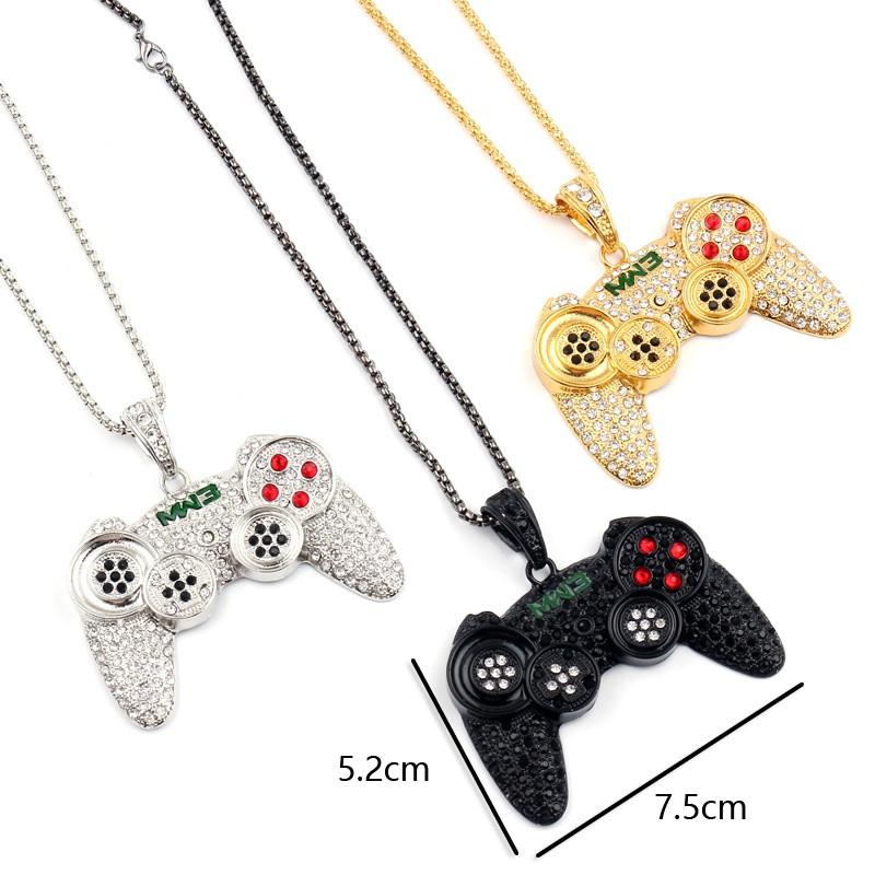 Kalung Liontin Gagang Game Bahan Zircon Gaya Hip Hop Untuk Pria