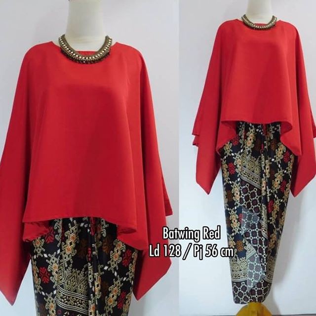 Setelan Kebaya Kutu Baru Batwing / Kebaya Kalong Red Dan Warna Lain