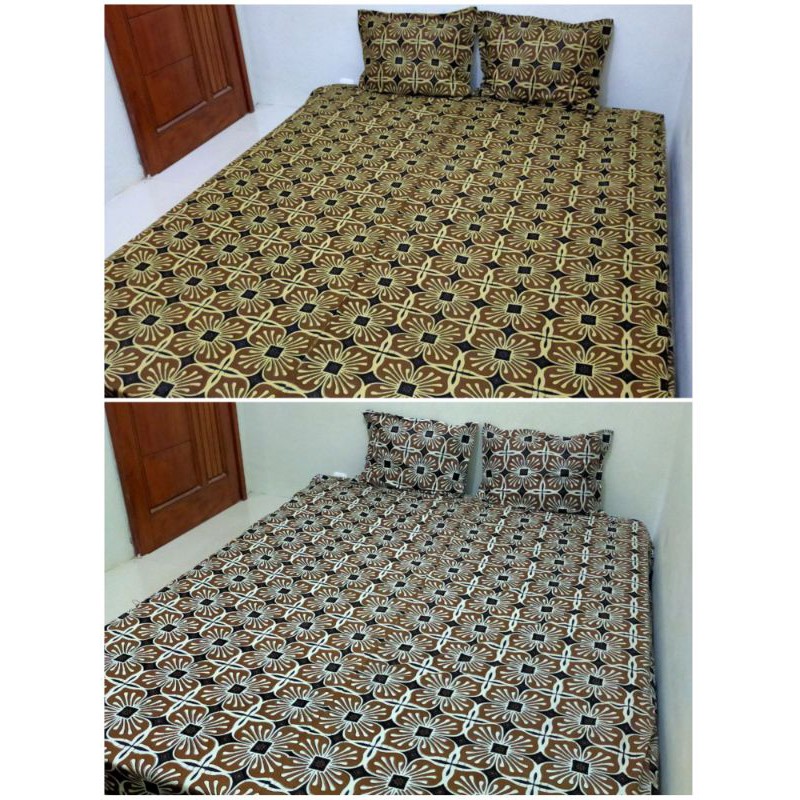 Sprei batik sogan motif dapel single ukuran 100x200 & 120x200