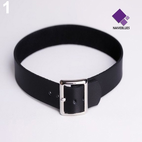 Kalung Choker Bahan Kulit Imitasi Aksen Rivet Spike Buckle Gaya Punk Untuk Wanita