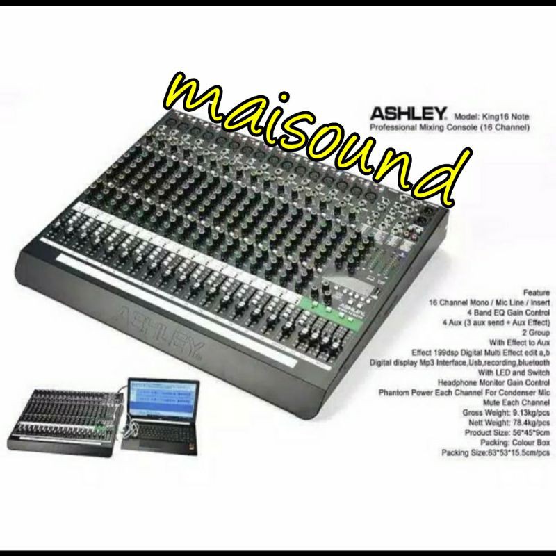 MIXER ASHLEY KING 16 NOTE ASHLEY KING16 NOTE ORIGINAL USB INTERFACE