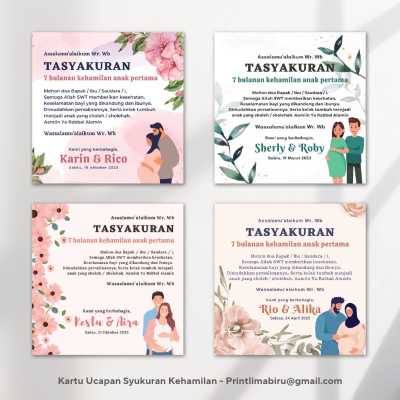 STIKER DAN KARTU UCAPAN SYUKURAN 4 Bulanan / 7 Bulanan (Minimal order 48pcs)