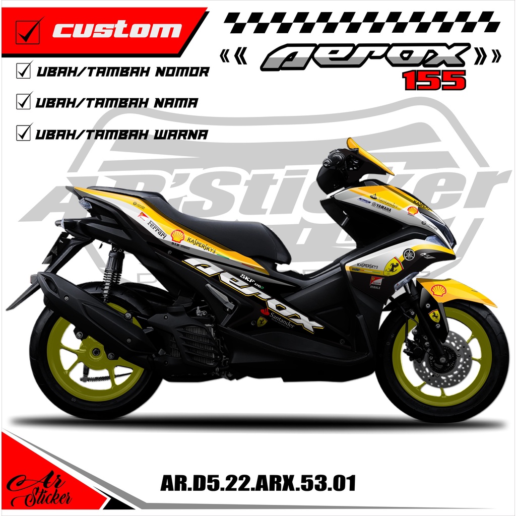 Stiker Decal Aerox 155 Old Full Body Dekal Aerox 155 2016 2017 2018 2019 2020 Motif Ferrari