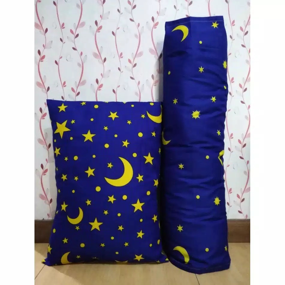 sarung bantal guling set/urung bantal dan guling/sawal bantal dan guling tidur murah motif aesthetic starmoon combi bahan katun disperse warna tajam dan tidak luntur