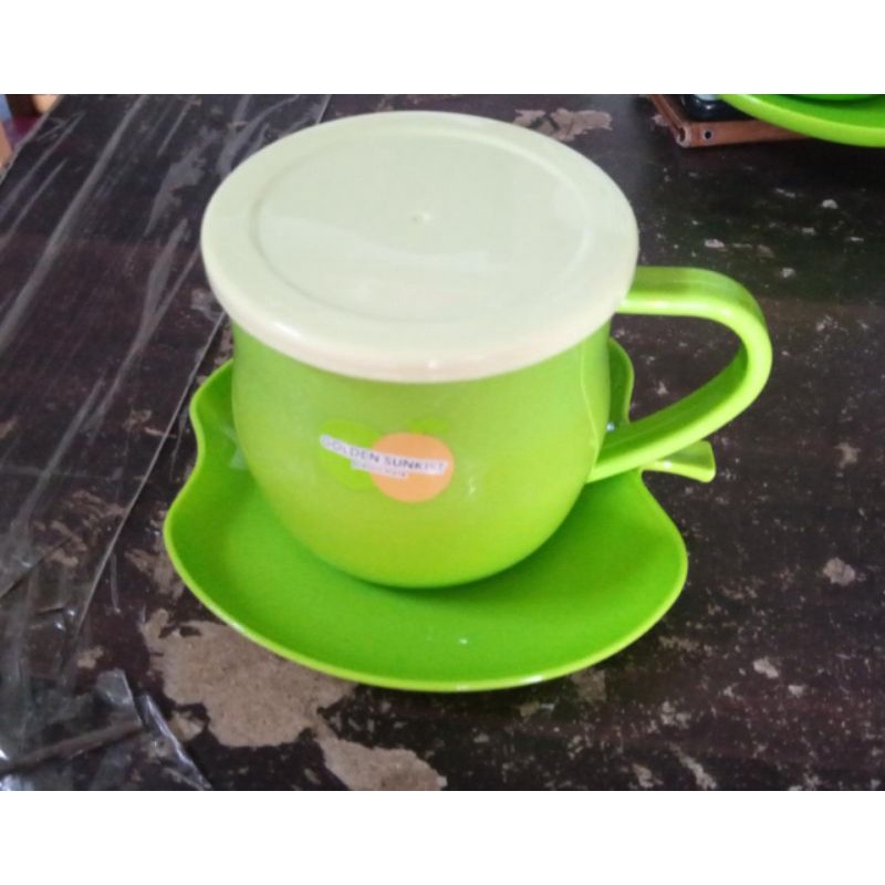 Set mug cangkir+lepek apel golden sunkist