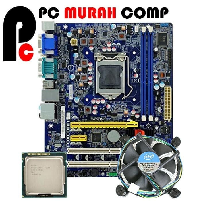 Paket Motherboard MOBO H61 Foxcon + i3 2120 soket LGA 1155 Dan FAN